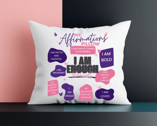 “I Am Enough Periodt” Affirmation Pillow - Pink and Purple