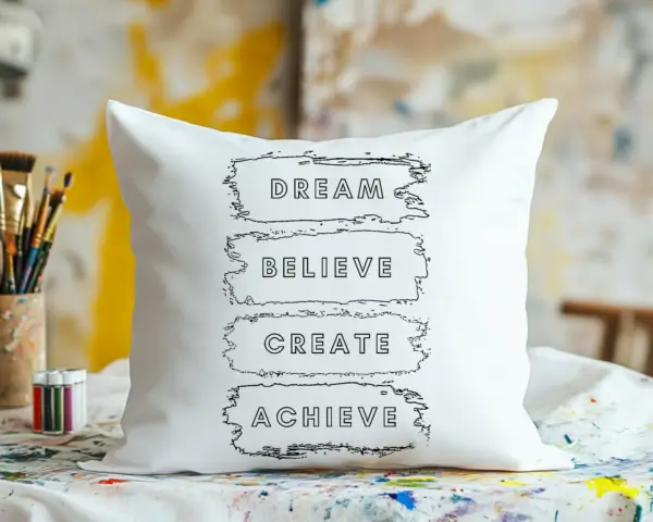 “Dream, Believe, Create, Achieve” EmpowerColor & EmpowerPaint Affirmation Pillow