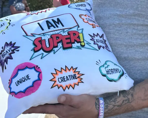 “I Am Super” EmpowerColor & EmpowerPaint Affirmation Pillow - Image 2