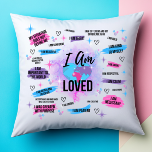 I Am Loved words of affirmation pillow