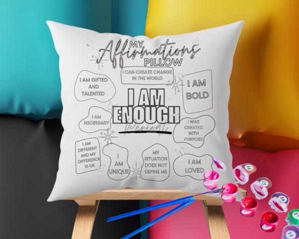 “I Am Enough Periodt” Affirmation Pillow - Purple and Green - Image 3