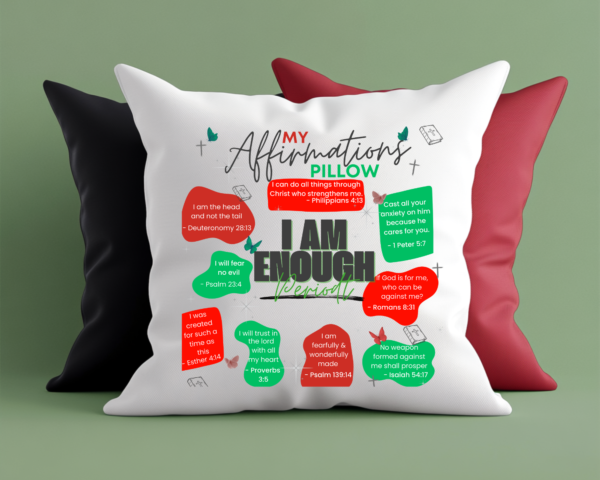 “I Am Enough Periodt” Affirmation Pillow - Red and Green